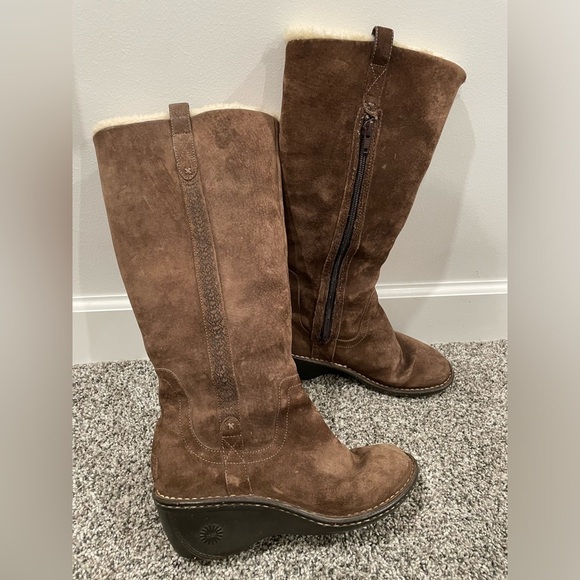 UGG Hartley brown suede knee high boots for women, size 8 - Picture 2 of 13